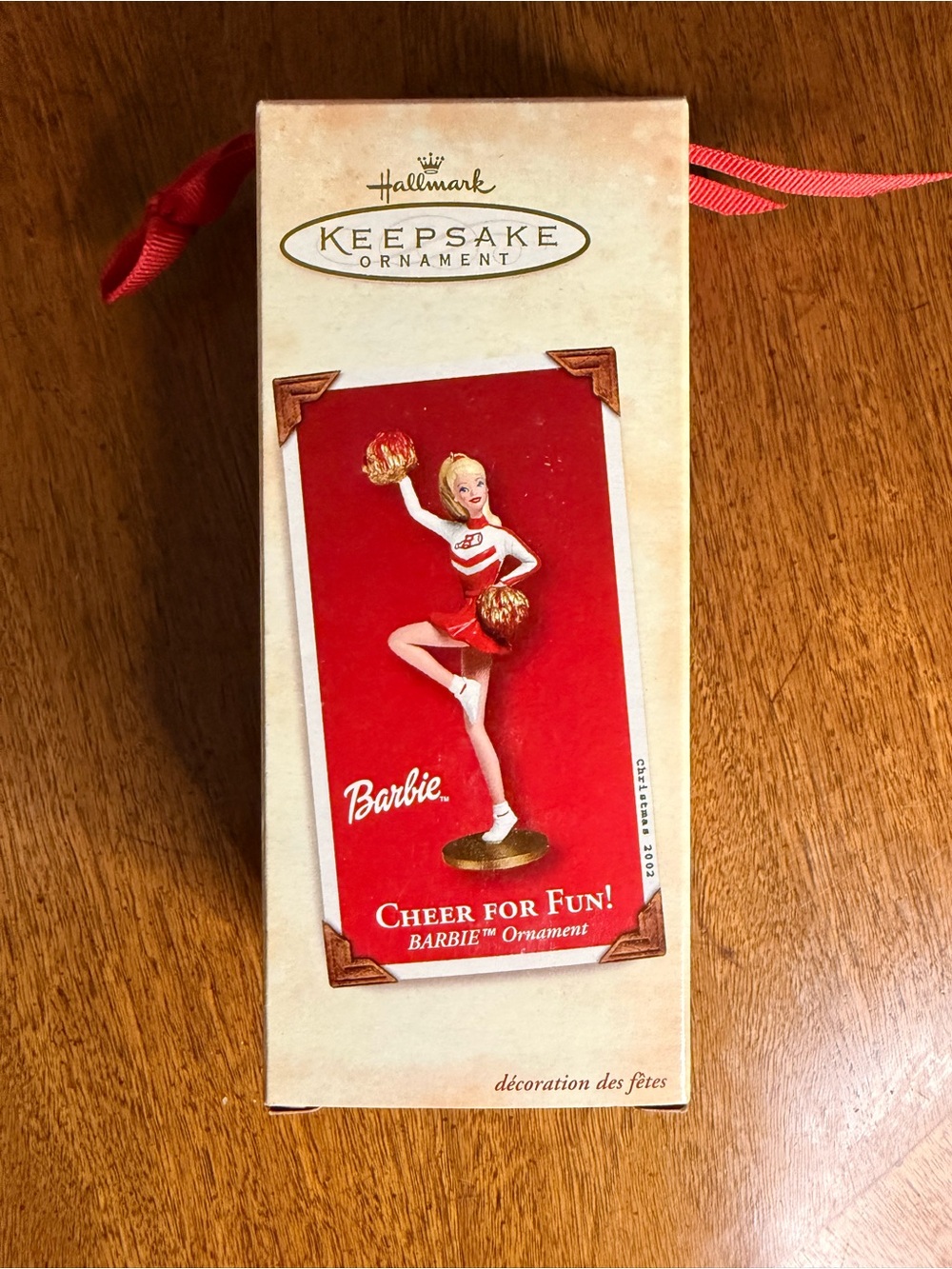 Hallmark 2002 Barbie Cheer For Fun! Red and Gold Cheerleader Holiday Ornament